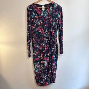 Thalia Sodi Women's L multicolor faux-wrap long-sleeved cocktail dress